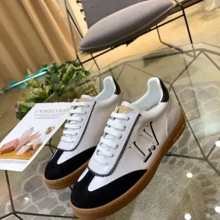 Louis Vuitton Zapatillas Lifestyle de Cuero y Ante de Dos Tonos Bordadas con Monograma Blanco y Negro