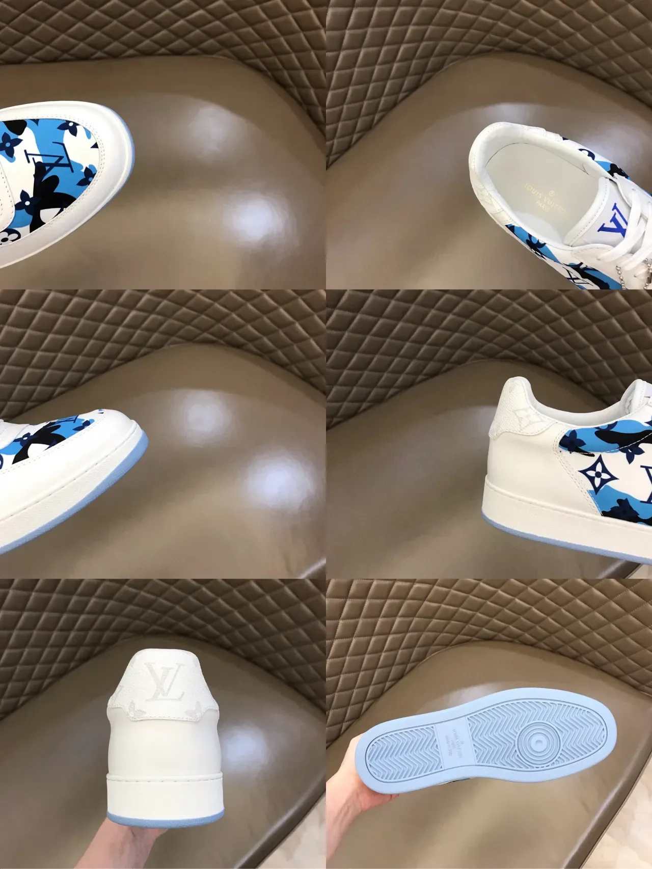 Louis Vuitton White Blue Low-Top Printed Side Panel Lifestyle Sneakers 3