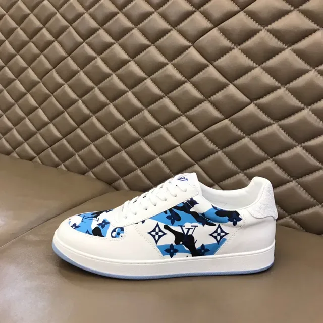 Louis Vuitton White Blue Low-Top Printed Side Panel Lifestyle Sneakers 6