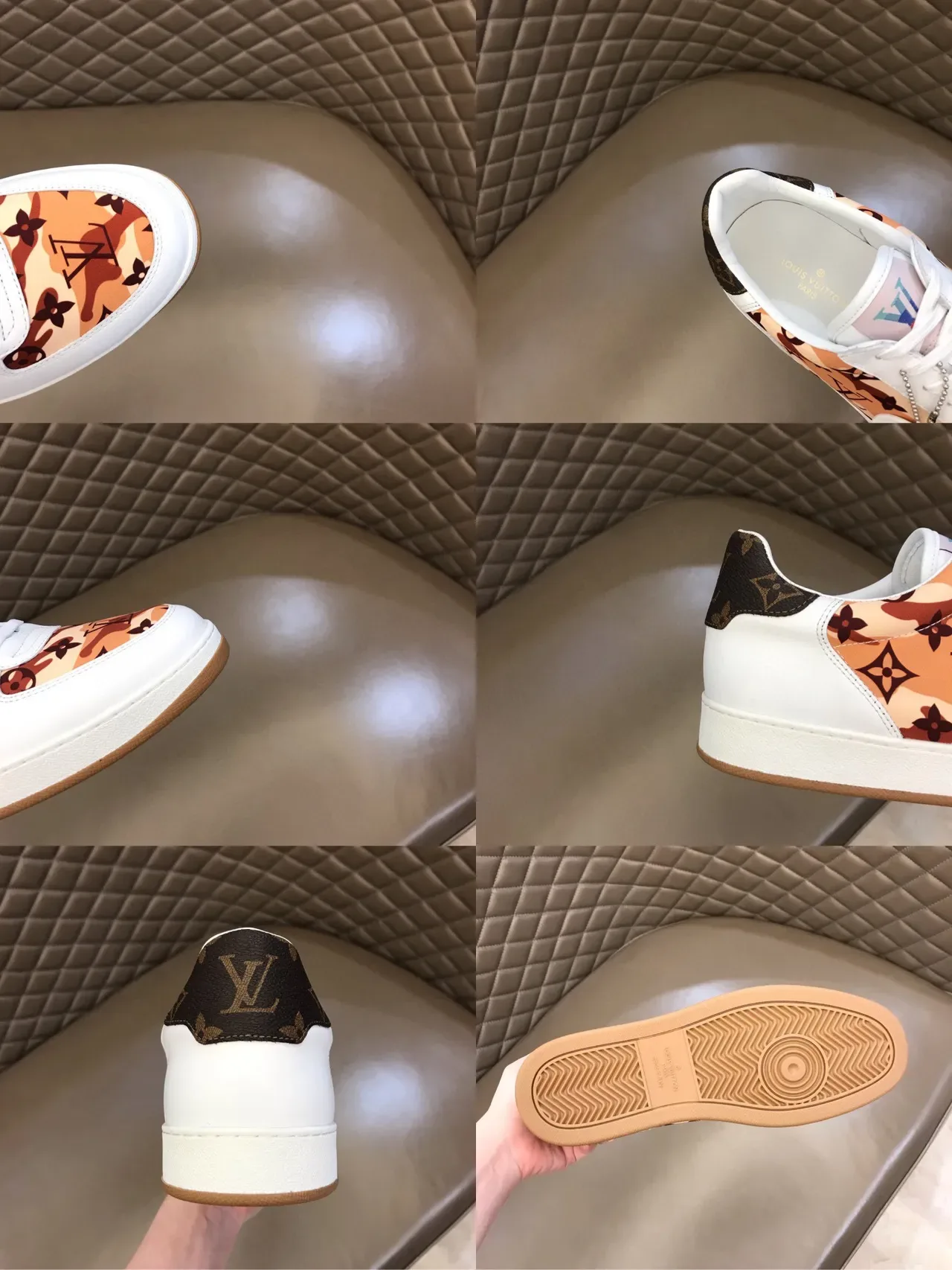 Louis Vuitton White Brown Low-Top Leather Base Lifestyle Sneakers 2