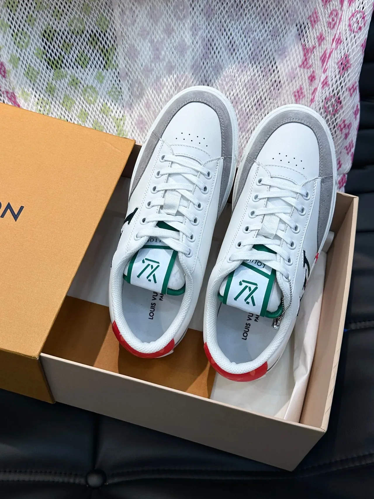 Louis Vuitton White Gray Low-Top Leather-Suede Hybrid Lifestyle Sneakers 4