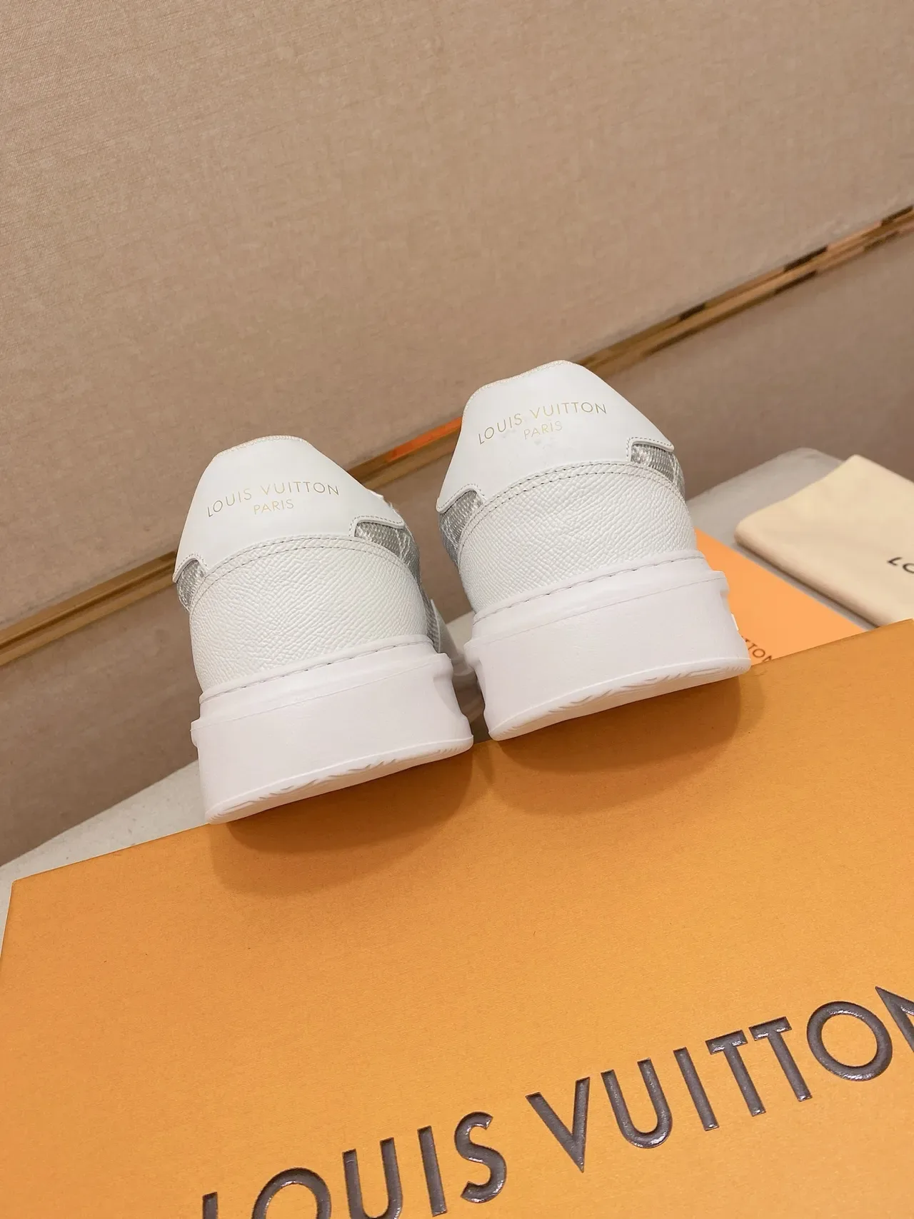 Louis Vuitton White Gray Low-Top Monogrammed Textile Panel Lifestyle Sneakers 3