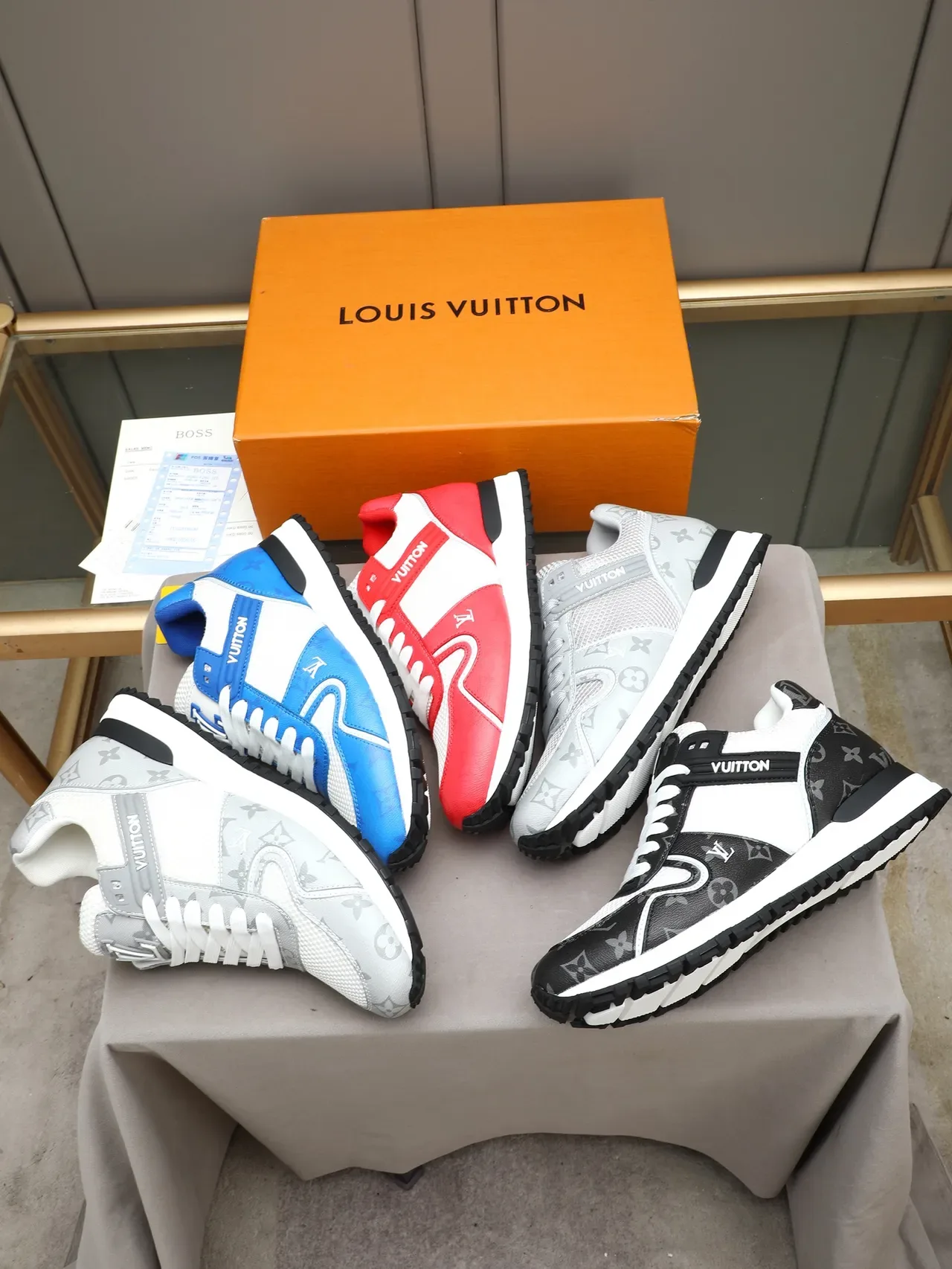 Louis Vuitton White Gray Mesh And Monogram-Coated Leather Overlay Branded Side Strap Lifestyle Sneakers 2