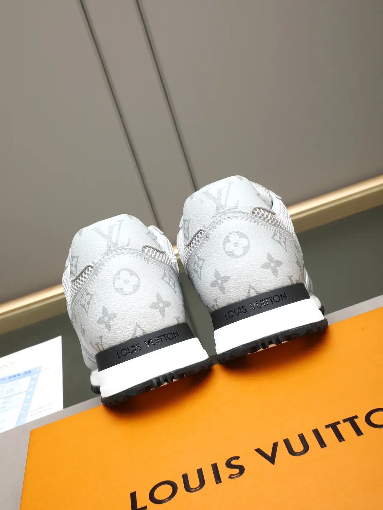 Louis Vuitton White Gray Mesh And Monogram-Coated Leather Overlay Branded Side Strap Lifestyle Sneakers 6
