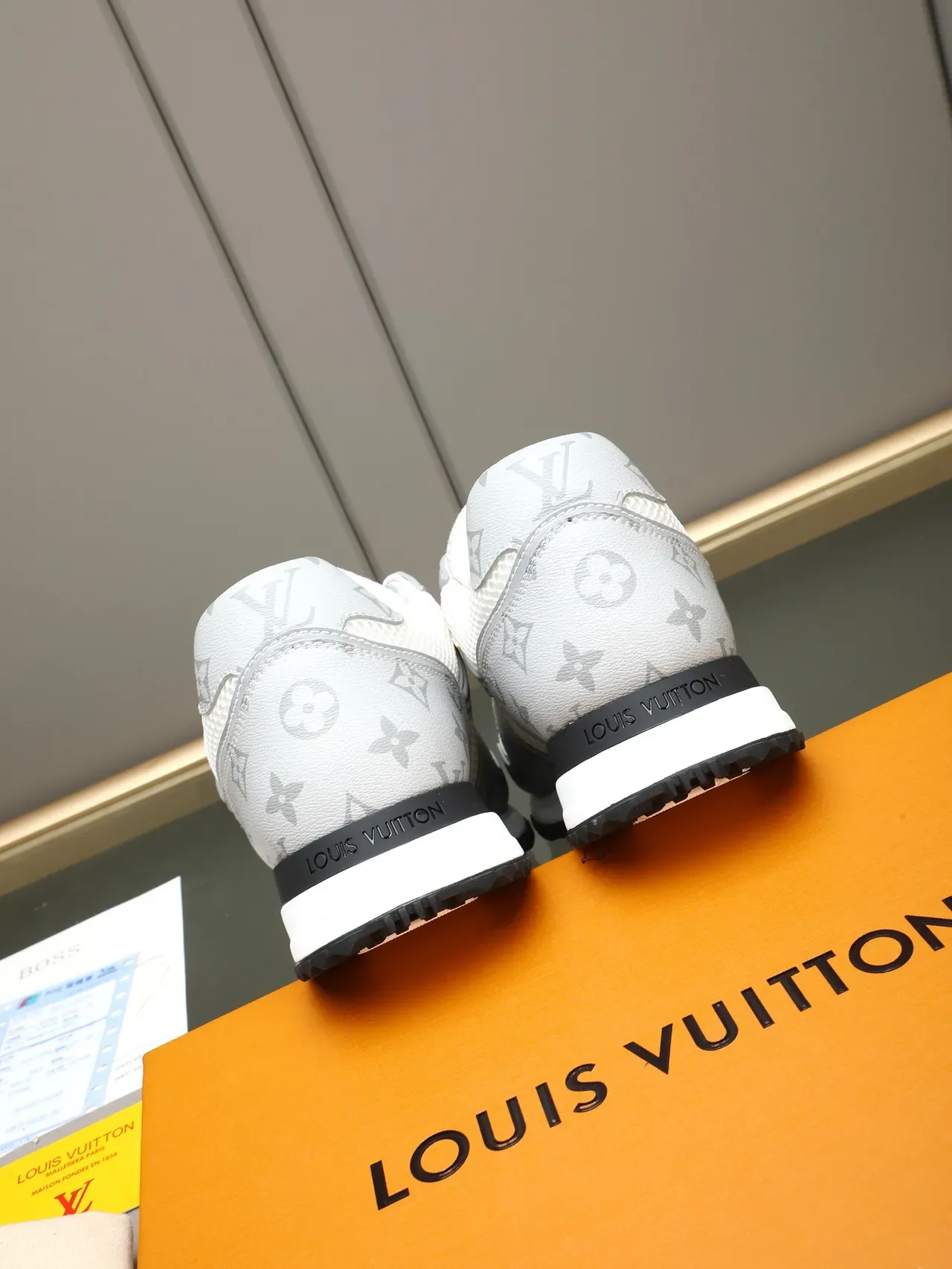Louis Vuitton White Gray Mesh And Monogram-Coated Leather Overlay Branded Side Strap Lifestyle Sneakers 7