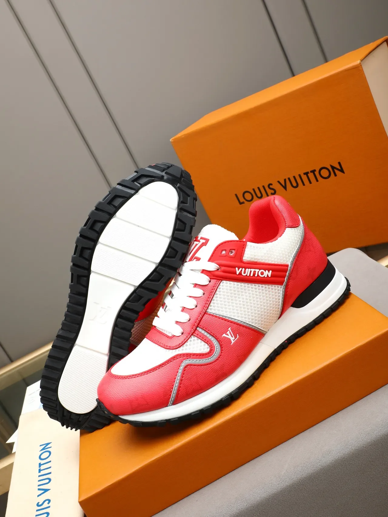 Louis Vuitton White Gray Mesh And Monogram-Coated Leather Overlay Branded Side Strap Lifestyle Sneakers 8