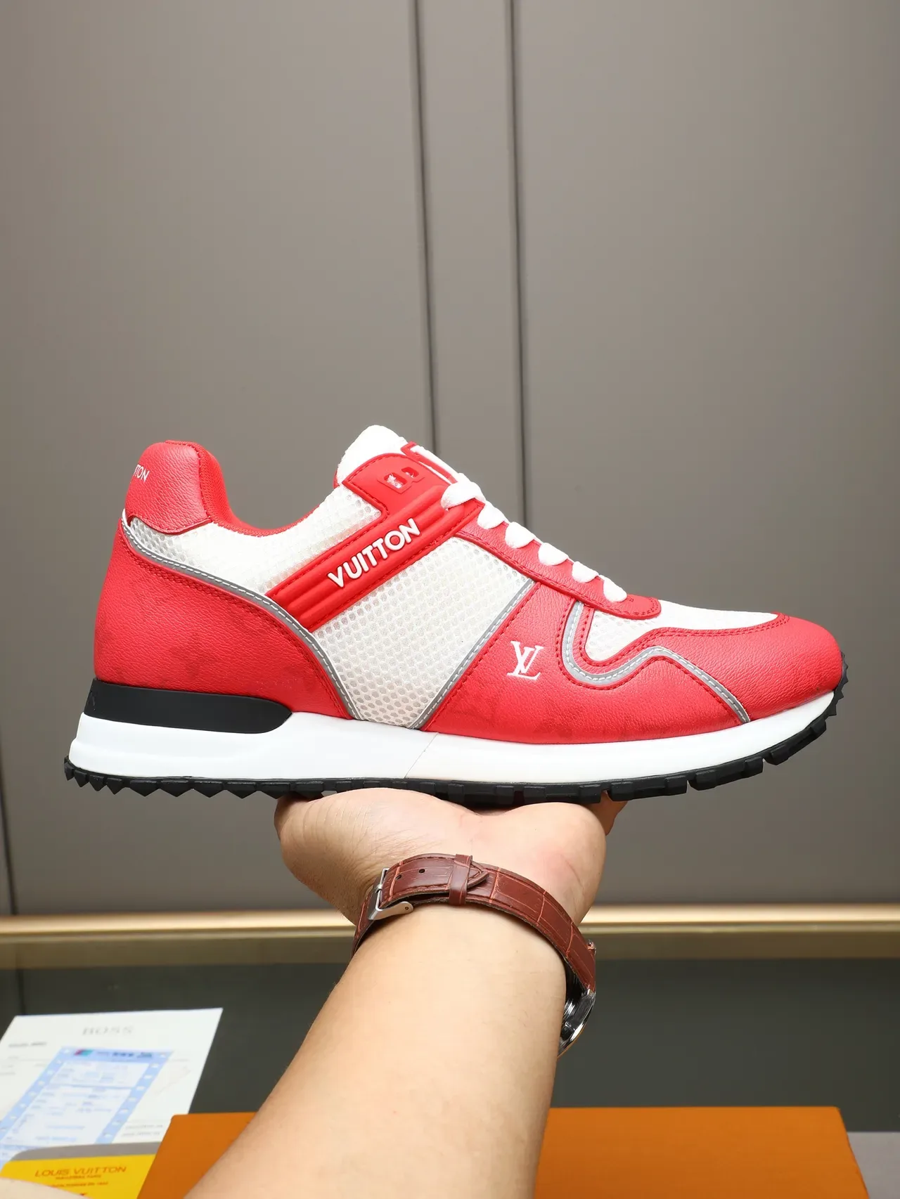 Louis Vuitton White Gray Mesh And Monogram-Coated Leather Overlay Branded Side Strap Lifestyle Sneakers 13