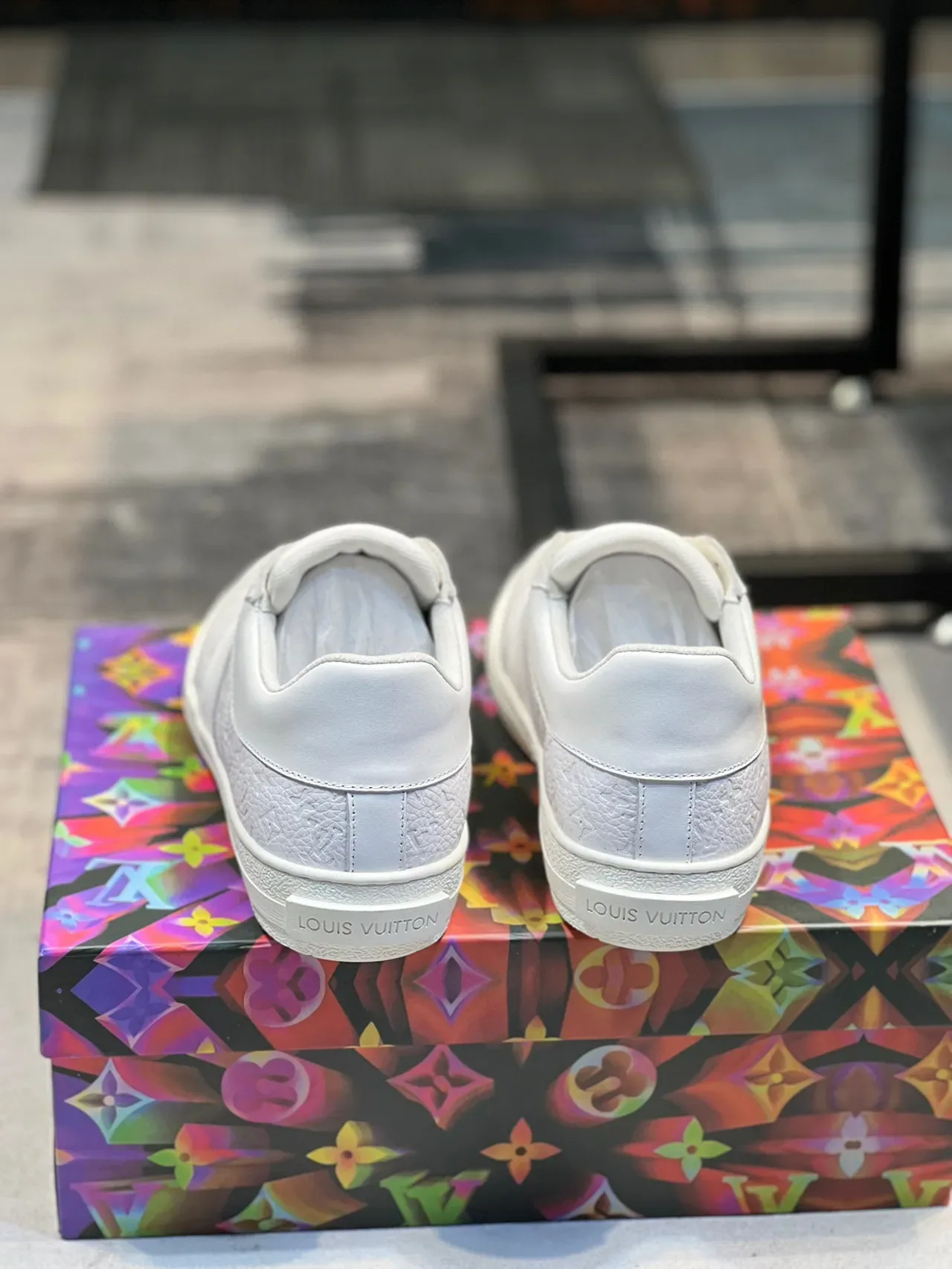 Louis Vuitton White Monogram-Embossed Leather Panelled Low-Top Lifestyle Sneakers 2