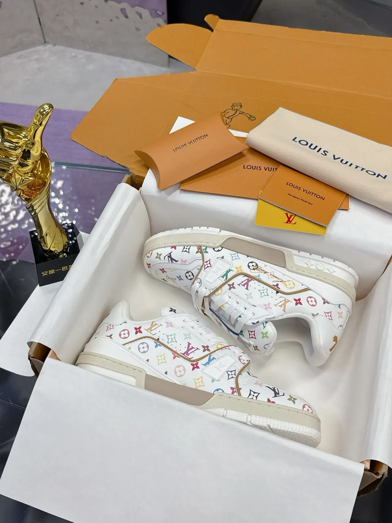 Louis Vuitton White Multicolor Monogram Print Chunky Sole Lifestyle Sneakers 2