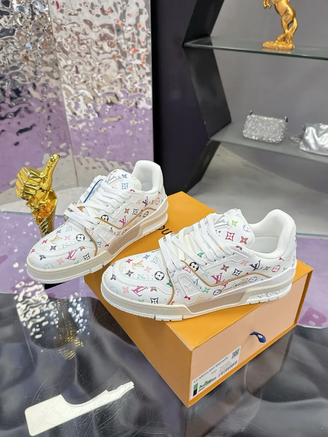 Louis Vuitton White Multicolor Monogram Print Chunky Sole Lifestyle Sneakers 4