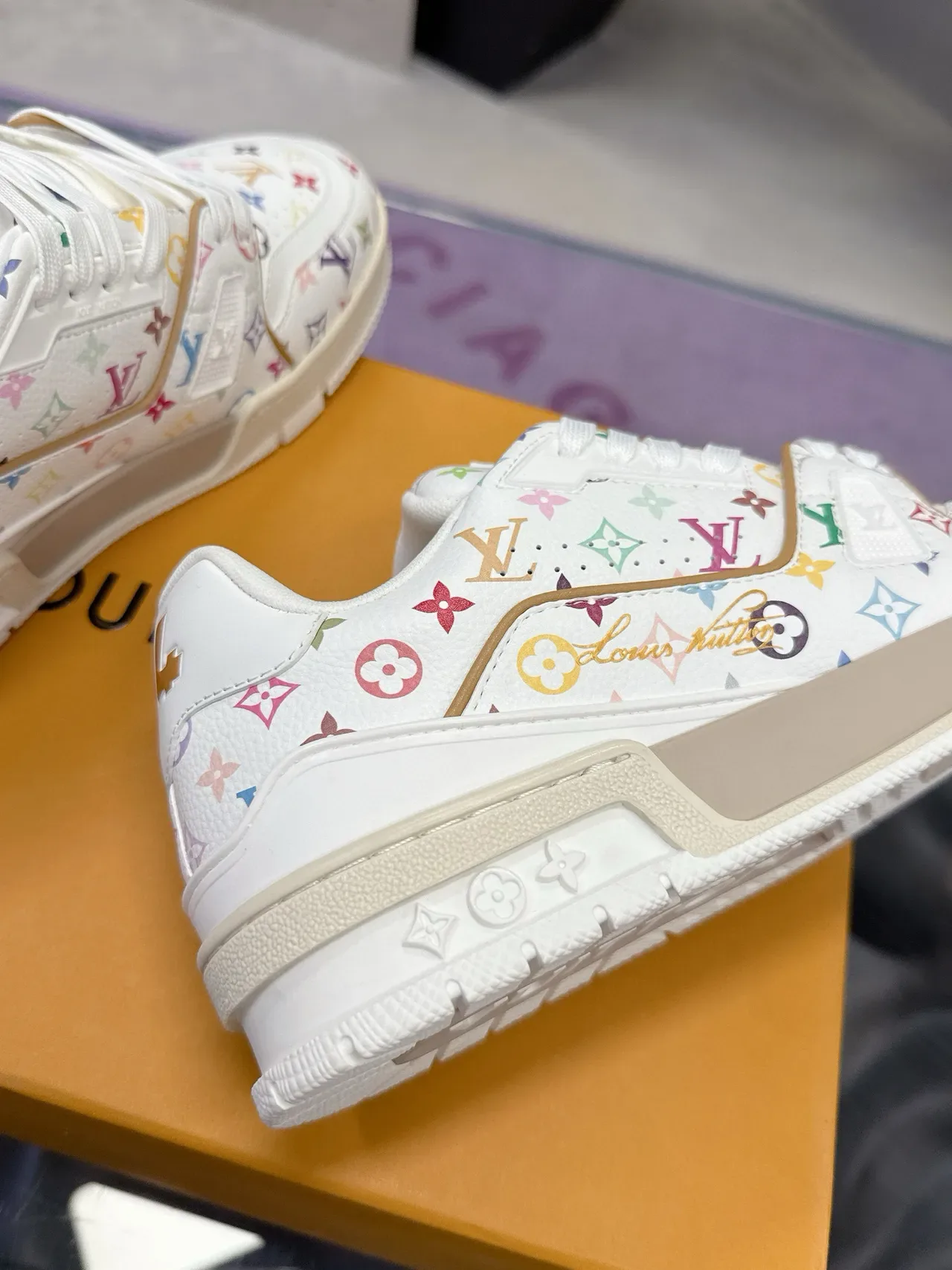 Louis Vuitton White Multicolor Monogram Print Chunky Sole Lifestyle Sneakers 7
