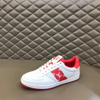 Louis Vuitton White Red Perforated Leather Monogram Stripe Lifestyle Sneakers