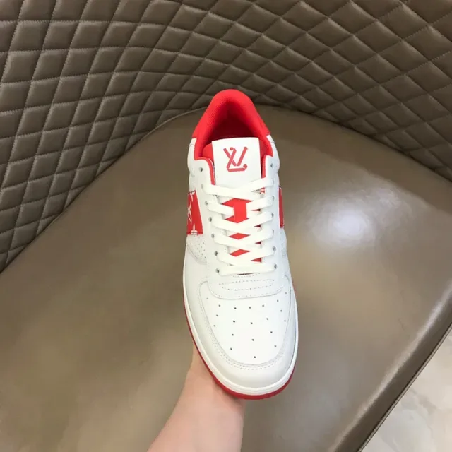 Louis Vuitton White Red Perforated Leather Monogram Stripe Lifestyle Sneakers 5