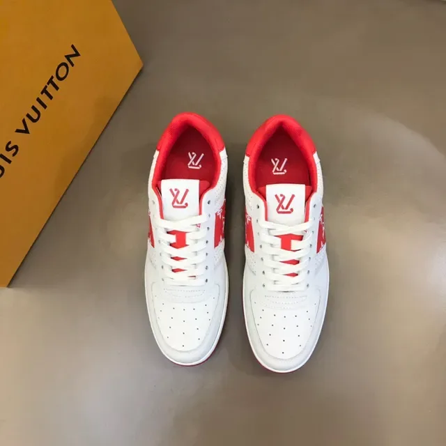 Louis Vuitton White Red Perforated Leather Monogram Stripe Lifestyle Sneakers 9