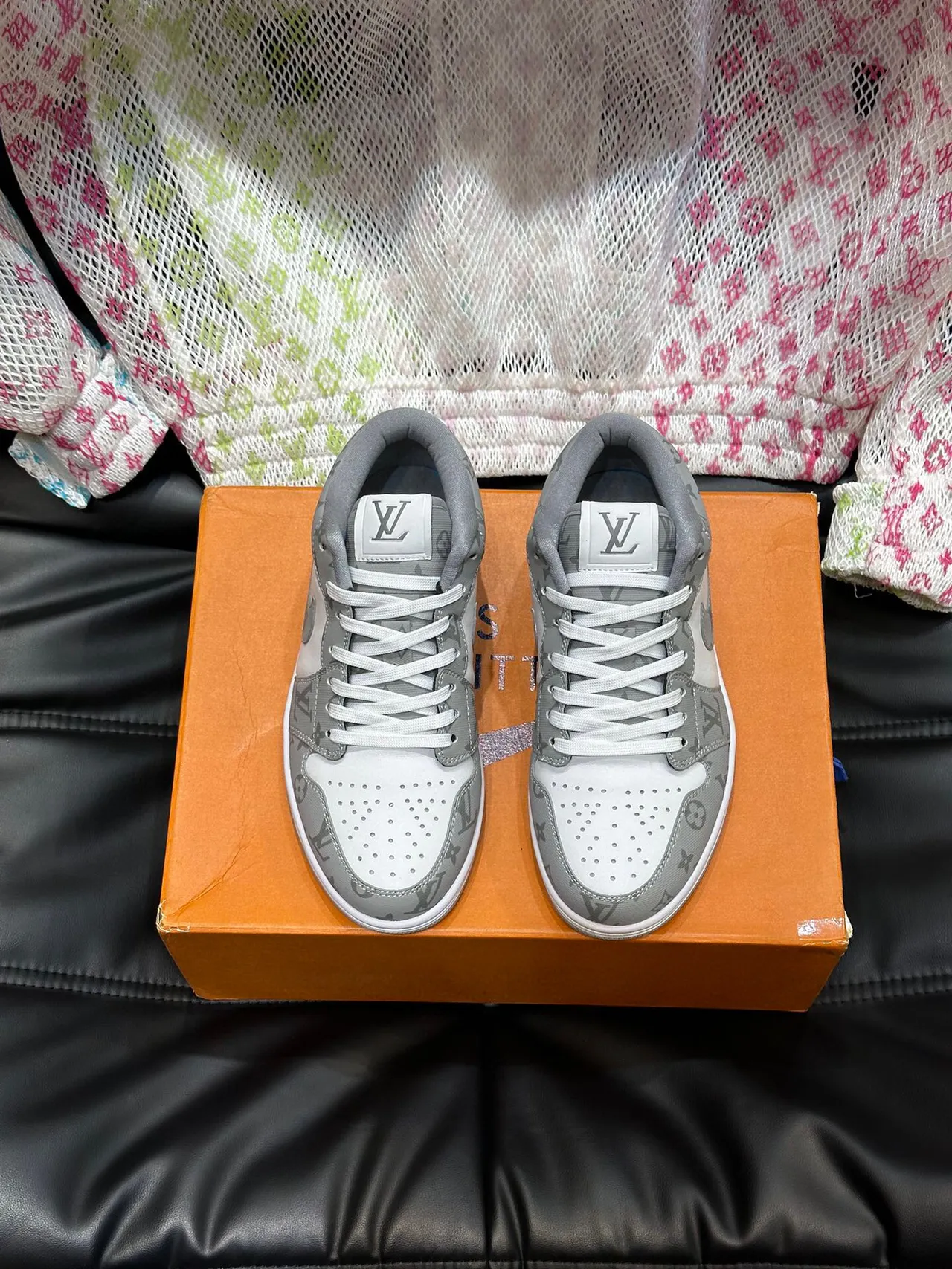Louis Vuitton x Nike Air Force 1 Monogram Gray Lifestyle Sneakers 2