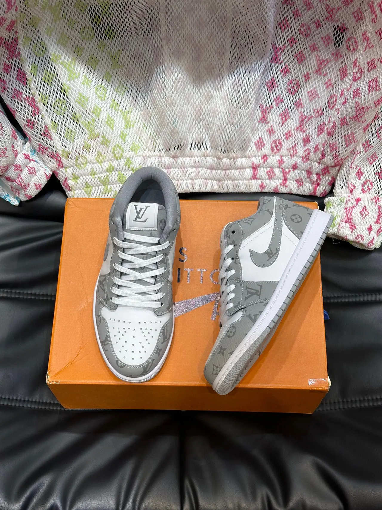 Louis Vuitton x Nike Air Force 1 Monogram Gray Lifestyle Sneakers 3