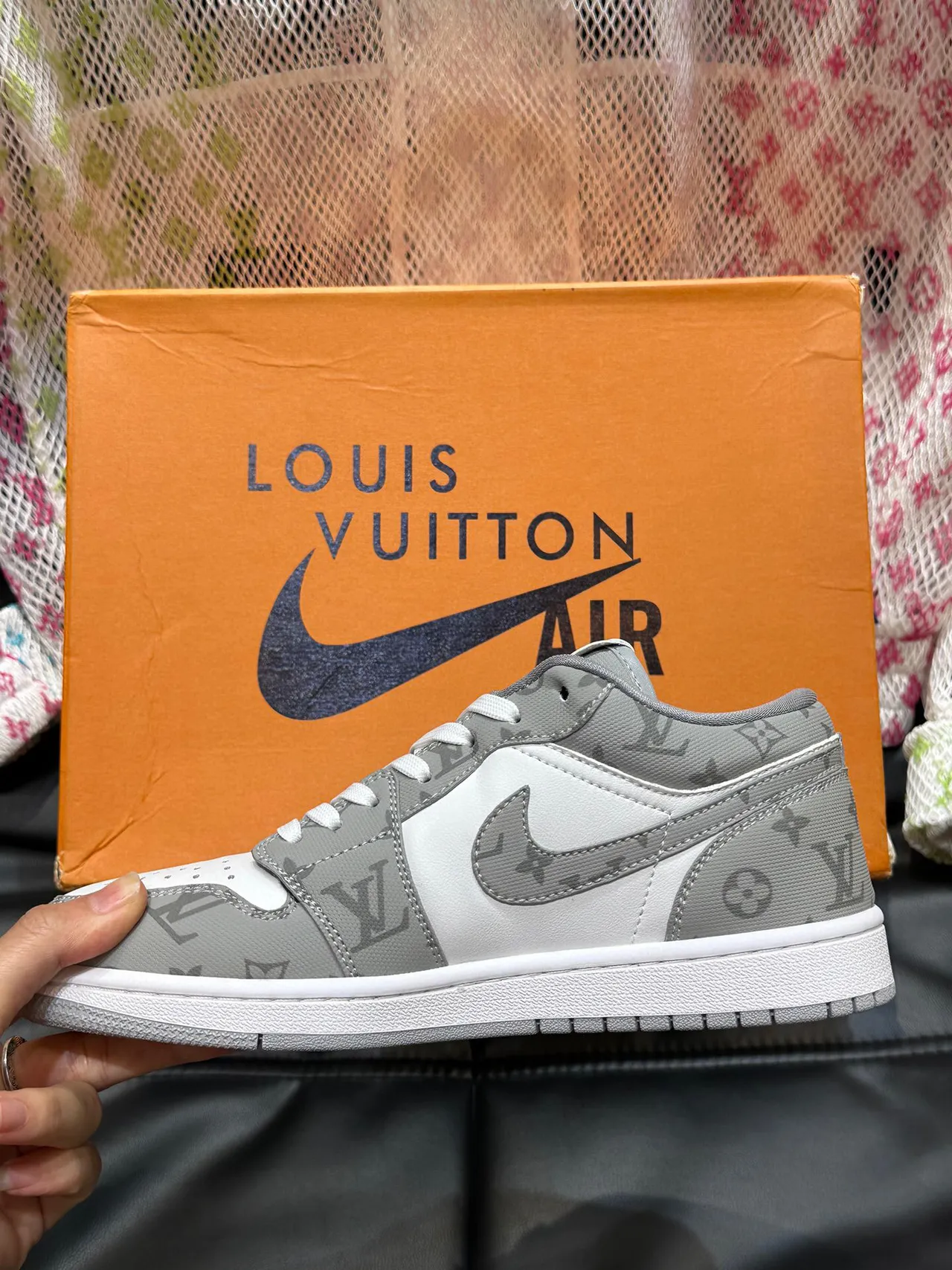 Louis Vuitton x Nike Air Force 1 Monogram Gray Lifestyle Sneakers 6