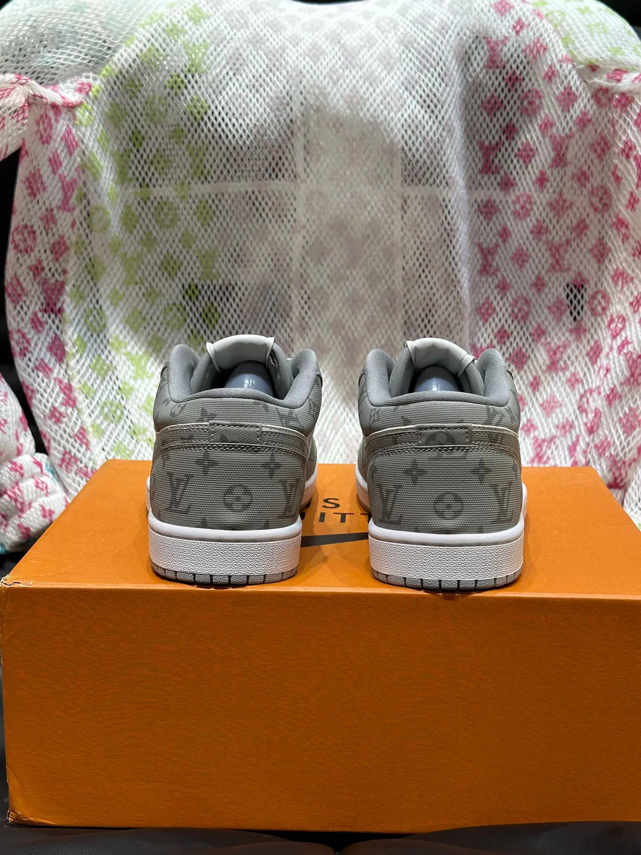 Louis Vuitton x Nike Air Force 1 Monogram Gray Lifestyle Sneakers 7