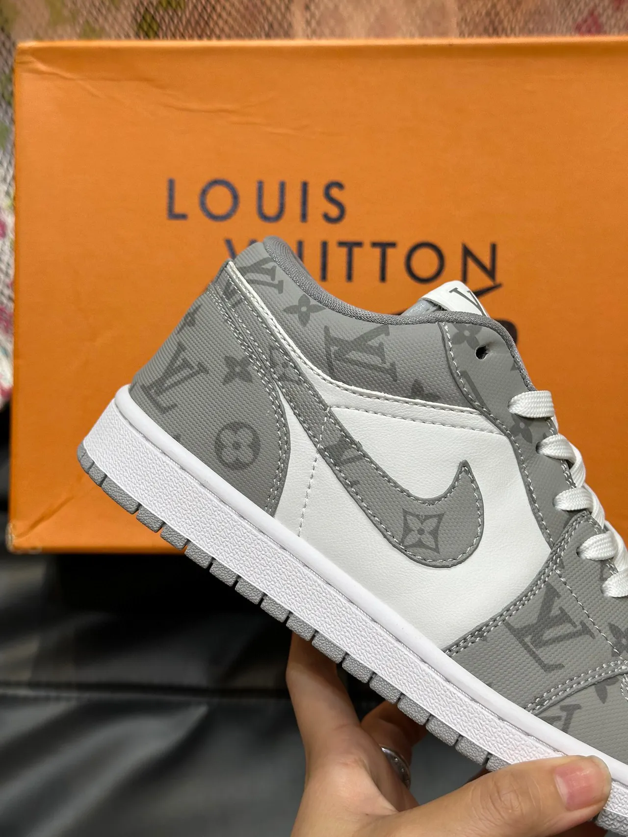 Louis Vuitton x Nike Air Force 1 Monogram Gray Lifestyle Sneakers 8