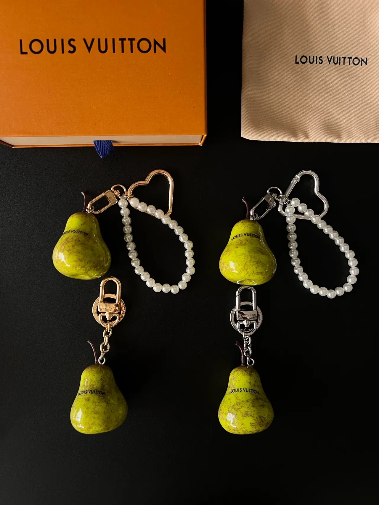 Louis Vuitton Yellow White Pear-Shaped Ceramic Charm Pearl-Loop Closure Bracelet 6