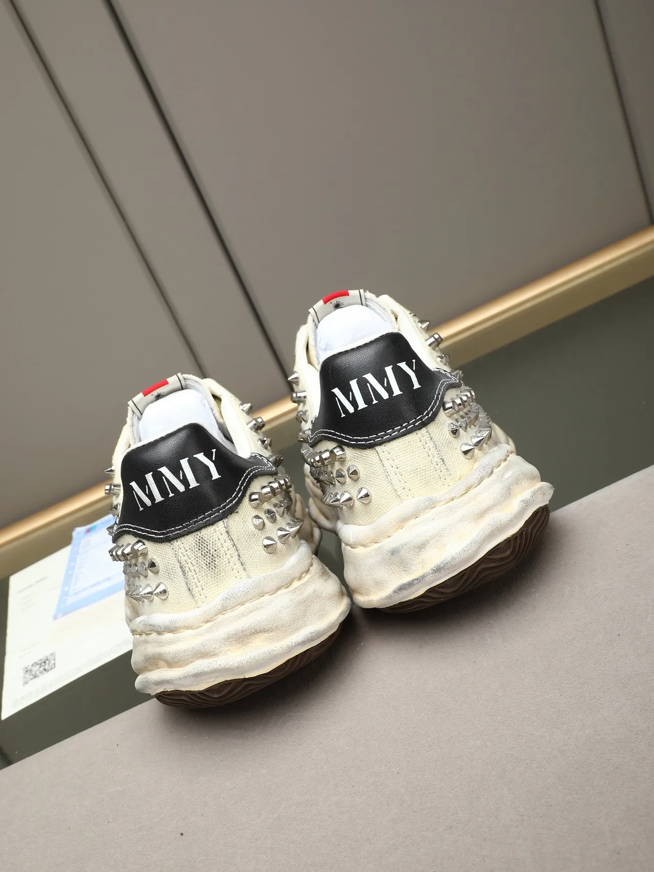 Maison Margiela Beige Black Deconstructed Studded Lifestyle Sneakers 3