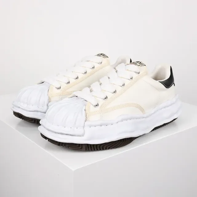 Maison Margiela Beige Black Layered Stitched Midsole Ruched Toe Cap Lifestyle Sneakers 2