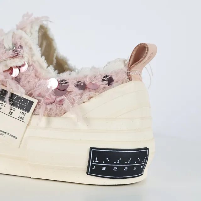 Maison Margiela Beige Pink Deconstructed Fluffy Textile Lifestyle Sneakers 4