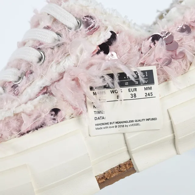 Maison Margiela Beige Pink Deconstructed Fluffy Textile Lifestyle Sneakers 6