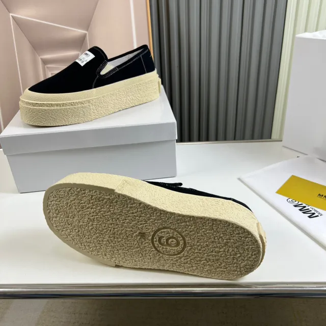 Maison Margiela MM6 Black Beige Slip-On Upper Canvas Shoes 2