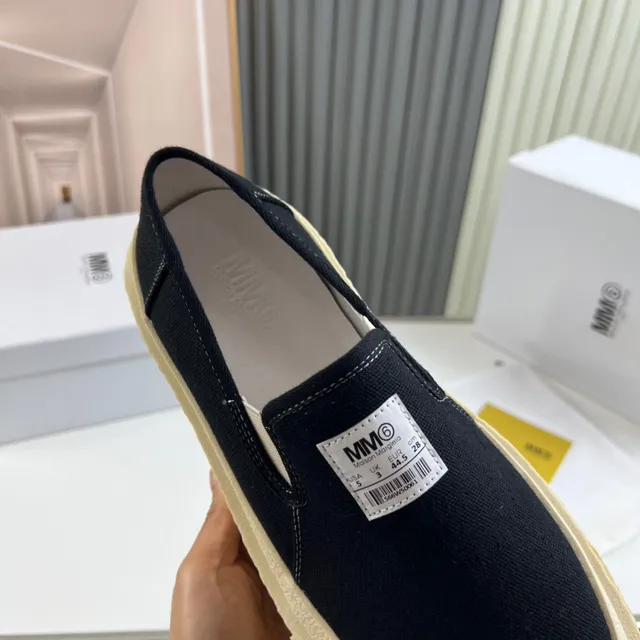 Maison Margiela MM6 Black Beige Slip-On Upper Canvas Shoes 4