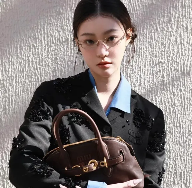 Miu Miu Arcadie Brown Beige Checkered Collared Shirt 4