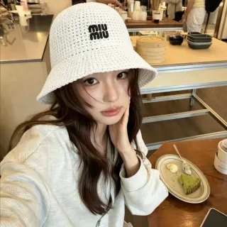 Miu Miu Crocheted Logo Bucket Hat