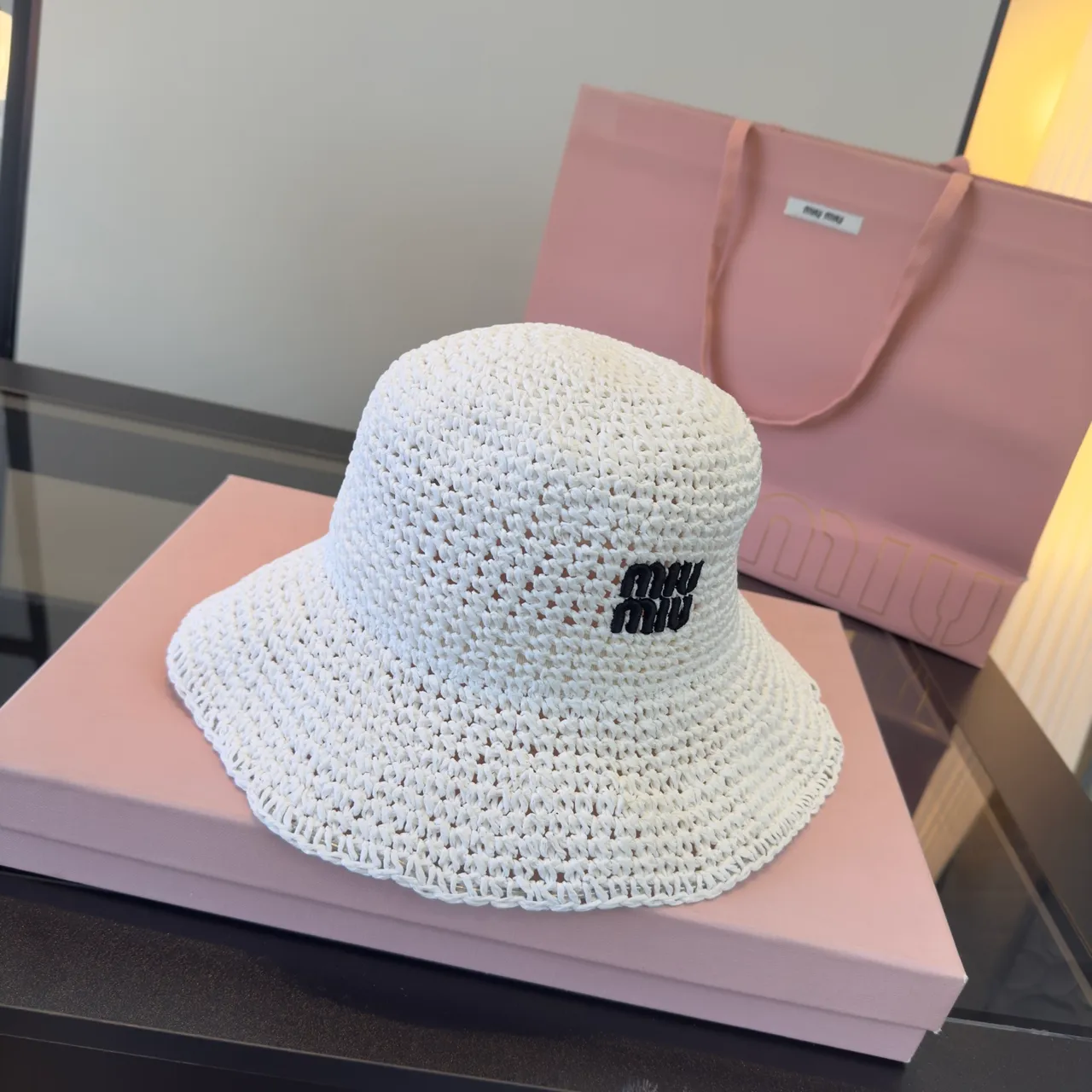 Miu Miu Crocheted Logo Bucket Hat 5