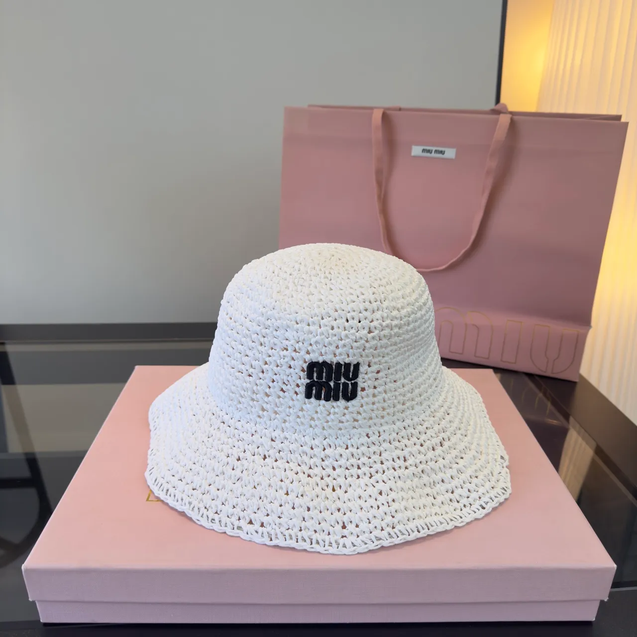 Miu Miu Crocheted Logo Bucket Hat 8