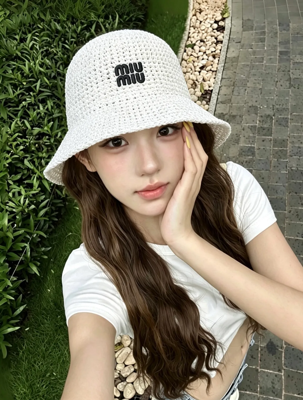 Miu Miu Crocheted Logo Bucket Hat 9