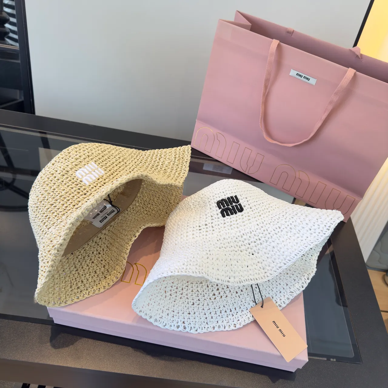 Miu Miu Crocheted Logo Bucket Hat 10