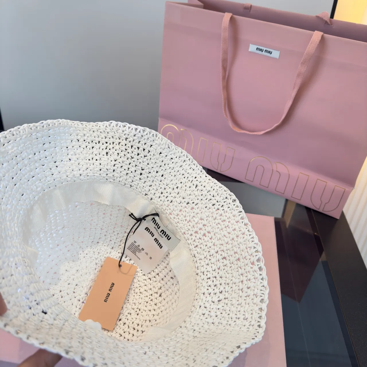 Miu Miu Crocheted Logo Bucket Hat 11