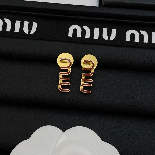Miu Miu Boucles d'oreilles avec motif logo en émail bleu doré 2