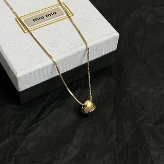 Miu Miu Gold-Tone Hemispherical Pendant Necklace