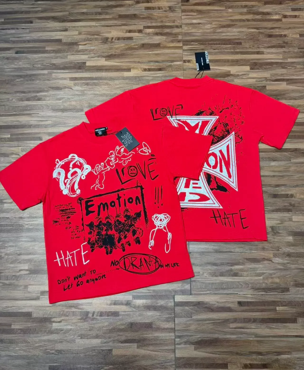 Mixed Emotion Emotion Hate Love No Drama Graphic T-Shirt 12