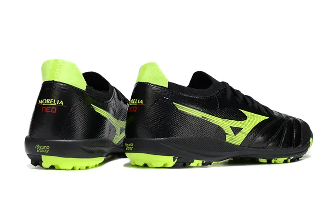 Mizuno Black Green Low-Cut Synthetic-Leather Upper Turf Soccer Shoes 5