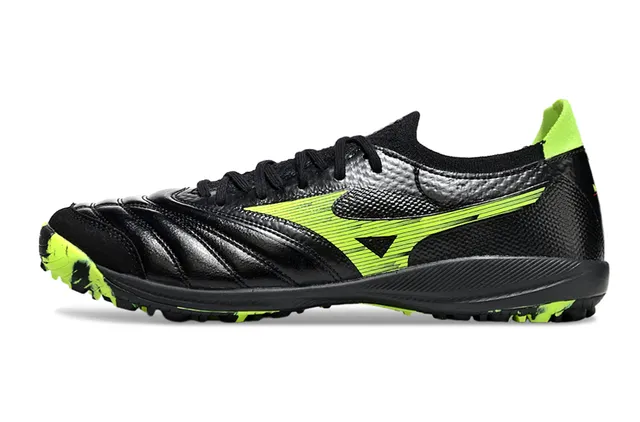 Mizuno Black Green Low-Cut Synthetic-Leather Upper Turf Soccer Shoes 7