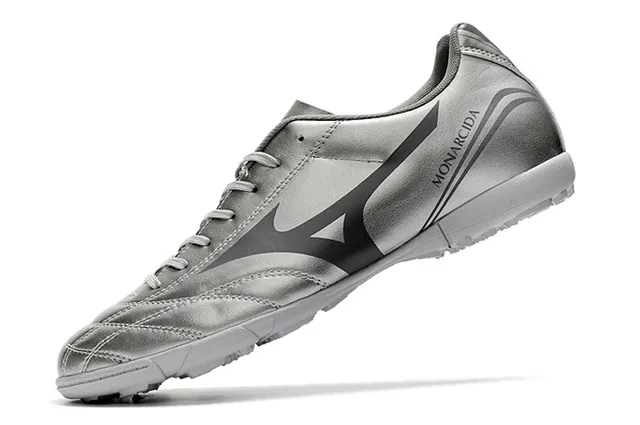 Mizuno Chaussures de soccer indoor à lacets en cuir synthétique noir et rouge, low-cut, avec tige en cuir synthétique 9