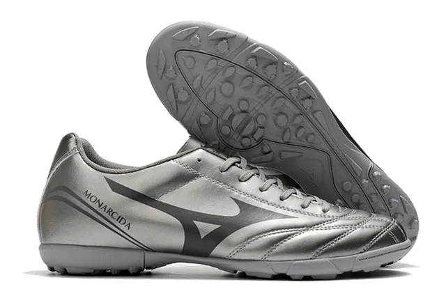 Mizuno Chaussures de soccer indoor à lacets en cuir synthétique noir et rouge, low-cut, avec tige en cuir synthétique 12