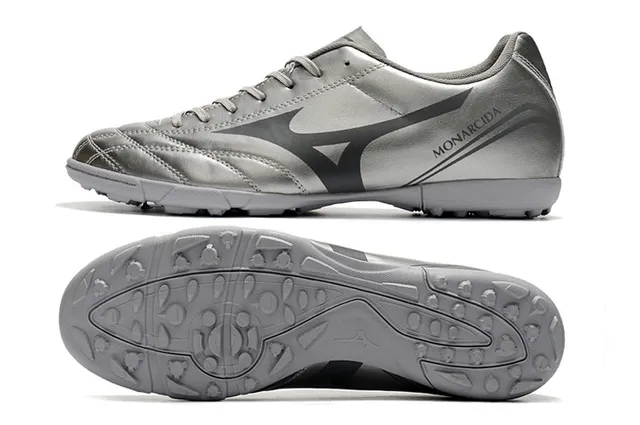 Mizuno Chaussures de soccer indoor à lacets en cuir synthétique noir et rouge, low-cut, avec tige en cuir synthétique 13