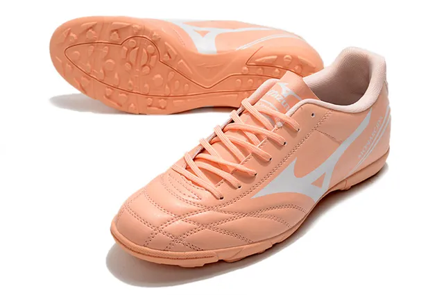 Mizuno Chaussures de soccer indoor à lacets en cuir synthétique noir et rouge, low-cut, avec tige en cuir synthétique 17