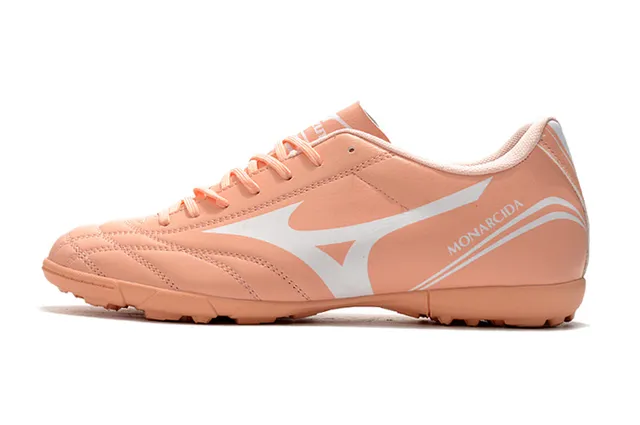 Mizuno Chaussures de soccer indoor à lacets en cuir synthétique noir et rouge, low-cut, avec tige en cuir synthétique 21