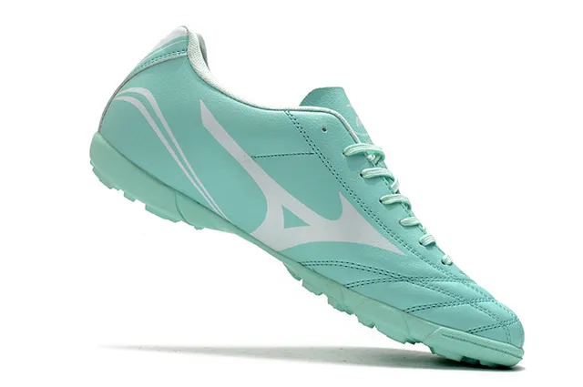 Mizuno Chaussures de soccer indoor à lacets en cuir synthétique noir et rouge, low-cut, avec tige en cuir synthétique 22
