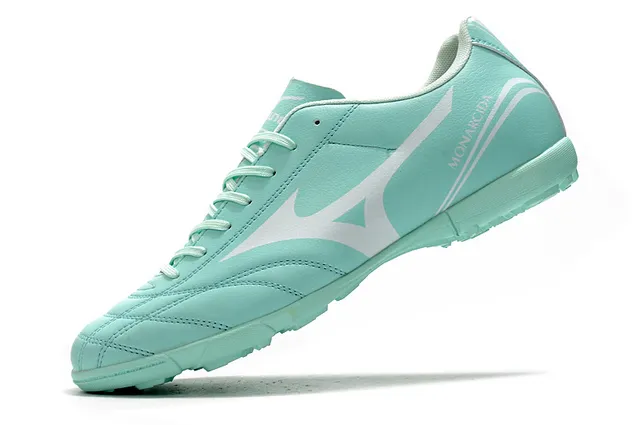 Mizuno Chaussures de soccer indoor à lacets en cuir synthétique noir et rouge, low-cut, avec tige en cuir synthétique 23