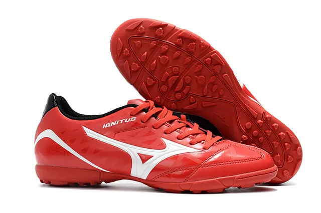 Mizuno Noir Rouge Bas-Coupé Haut Synthétique Semelle en Caoutchouc Moulé Chaussures de Football Intérieur 2